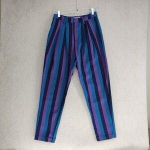 Urban Outfitters Pants Womens 4 Striped Pleated High Rise Tapered Purple Teal